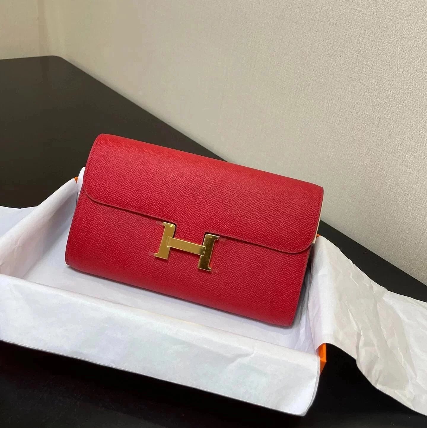 Hermes women's bag Top version New Kangkang Women's Bag epsom Leather Palm Print ConstanceToGoWoc Shoulder Crossbody Handbag Clutch Long Long Purse Wallet Dinner Bag