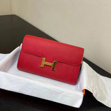Hermes women's bag Top version New Kangkang Women's Bag epsom Leather Palm Print ConstanceToGoWoc Shoulder Crossbody Handbag Clutch Long Long Purse Wallet Dinner Bag