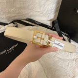 YSL Belt Top version Belt Waist Belt Women's Belt SainLaure Men's and Women's Universal Belt Belt Printing Clear Leather Soft Imported Calfskin Pure Copper Hardware Buckle，Each Needle and Thread Are Very Tight, Fashionable, All-Matching and Elegant，Qualit