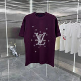 Louis Vuitton LV T-shirt Large Letter Embroidered Print on the Chest logo round Neck Short Sleeve25ss New pure cotton T Unisex T-Shirt OS Drop Shoulder Loose Fit Base Shirt Top T-Shirt Short Sleeve