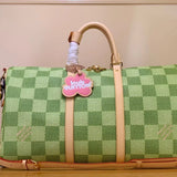 Louis Vuitton LV Travel Bag Top version 【Version】24Spring and Summer New Tyler Joint Name N40667Green Keepall45Bandoulière Travel Bag N40713Pink35cm50cm45cm Checkerboard Travel Bag Luggage Bag Men's Bag Handbag Women's Bag