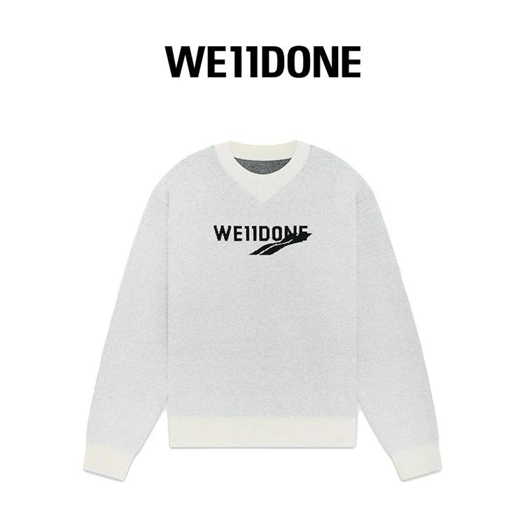 We11done Sweater Top Version Neutral Men and Women Same Style23Autumn and Winter New Products logo Knitted Healing Wool Sweater