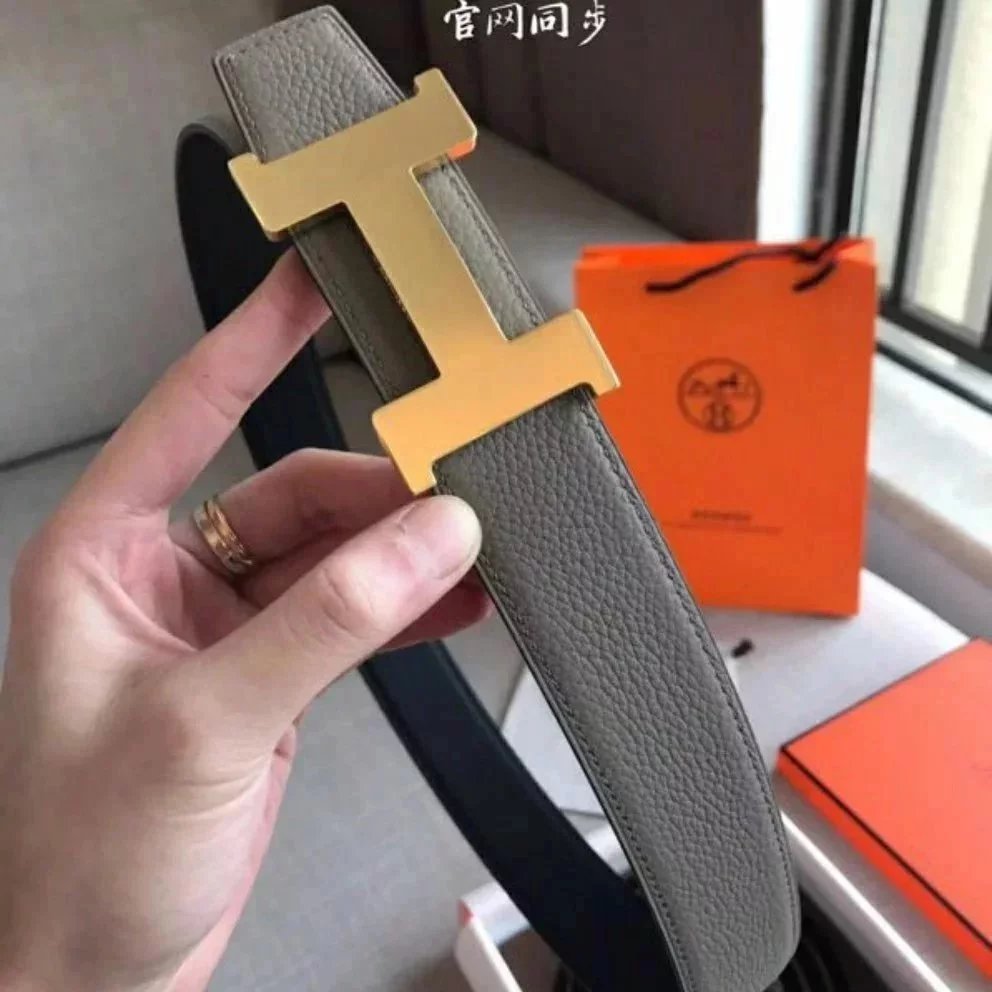 Hermes Belt Top version New High Quality Imported Calfskin Business Belt H Letter Buckle Casual Versatile Double-Sided Belt Pant Belt