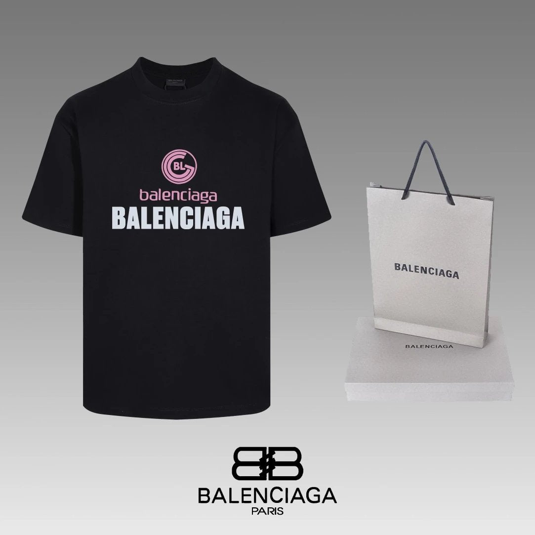 Balenciaga T-shirt Chest Letter Pattern Print logo round Neck Short Sleeve25ss New Pure Cotton Unisex Style T T-shirt OS Loose Fit Base Shirt Top Half Sleeve T-Shirt