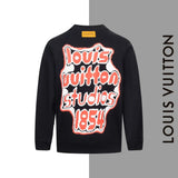 Louis Vuitton LV Hoodie Red Letter Logo Ink Splash Print Crewneck Sweatshirt Jacket OS Pullover Long Sleeve Top Sports Casual Unisex Loose Fit Base Shirt