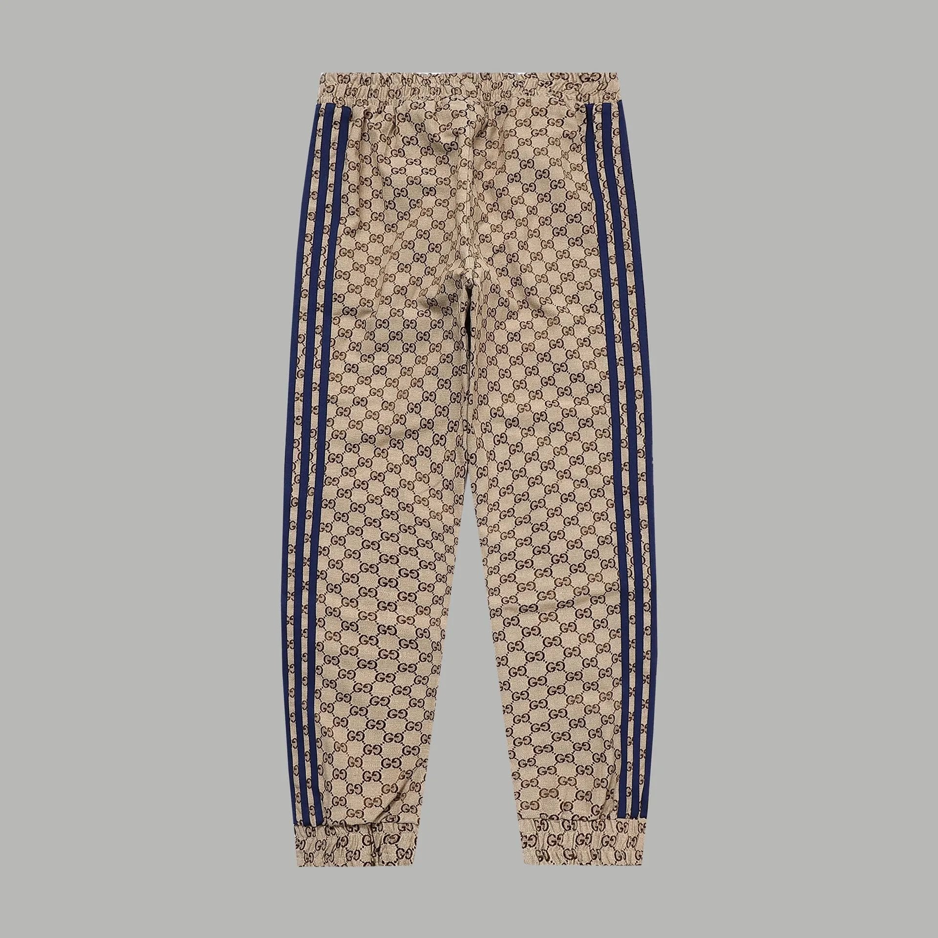 Gucci Jeans Collaboration Three-Stripes Full Print Embroidered Jogger Casual Unisex Pants