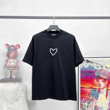 Balenciaga T-shirt Qixi Festival Limited Edition Heart Letters3D 3D Foam logo round Neck Short Sleeve25ss New pure cotton T Unisex T-Shirt OS Loose Fit Base Shirt Top T-Shirt Short Sleeve
