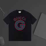 Gucci T-shirt Chest Curve Letter Print logo round Neck Short Sleeve25ss New Pure Cotton Unisex Style T T-shirt OS Loose Fit Base Shirt Top Half Sleeve T-Shirt
