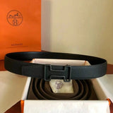 Hermes Belt Top version New High Quality Belt Waist Belt Men's and Women's Leather Smooth Buckle Business Casual h Belt