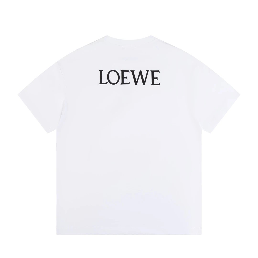 LOEWE T-shirt Cartoon Pattern on the Chest logo round Neck Short Sleeve25ss New pure cotton T Unisex T-Shirt OS Loose Fit Base Shirt Top Half Sleeve T-Shirt