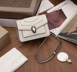 BVLGARI Bag Top version SerpentiForever Pearl White Handbag Cowhide Bag Decorated with a Snake's Head File Holder Chain Bag Portable Shoulder Messenger Bag Women's Bag