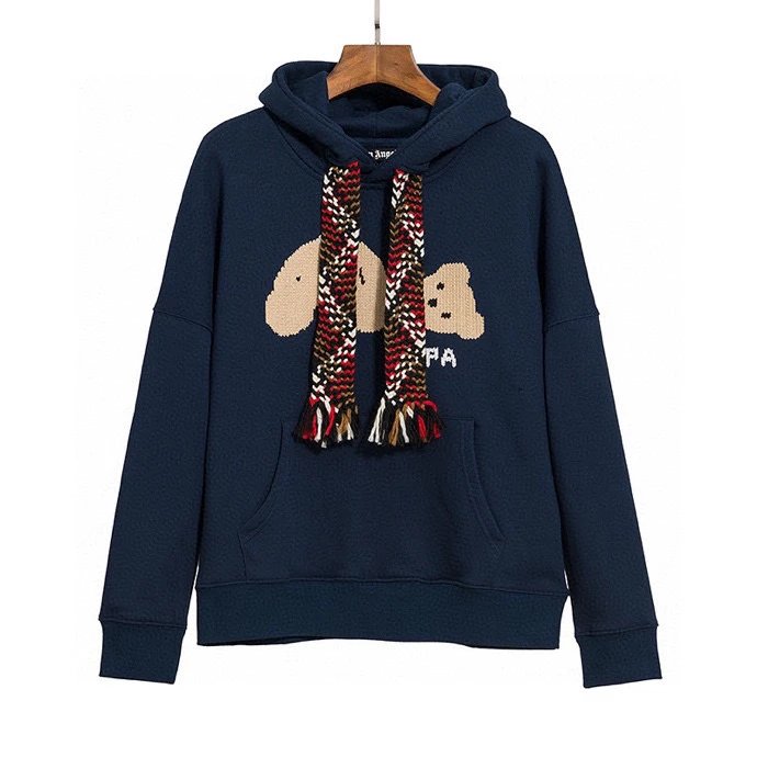 Palm Angels Hoodie Top Version Fashion Brand Cartoon Bear Embroidery plus Flannel Men's and Women's Hoodie Leisure Hoodie Coat