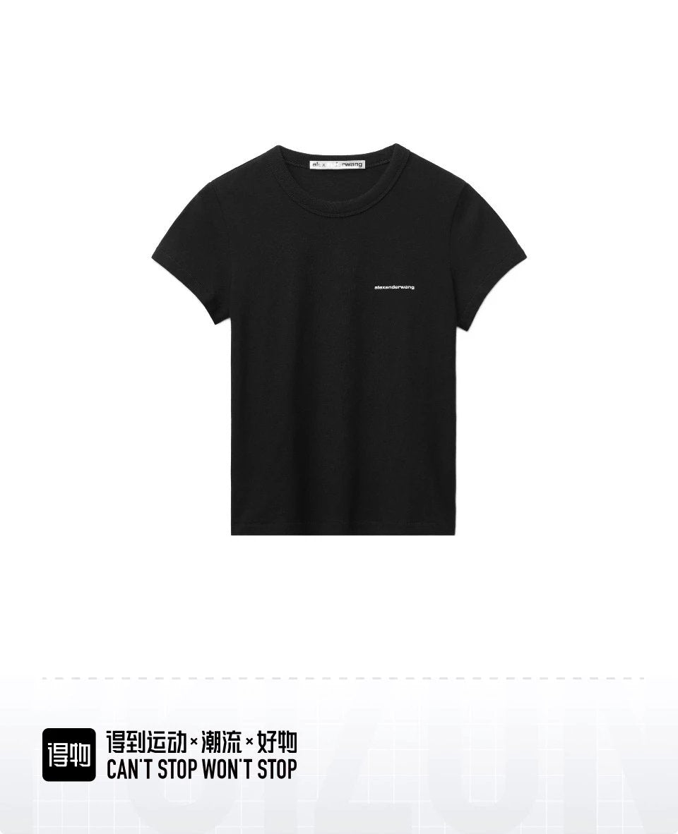 Alexander Wang T-shirt Top Version Counter Same Style Pure Cotton Summer Men's and Women's Same Fashion Loose All-Matching2024New Short Sleeve T T-shirt