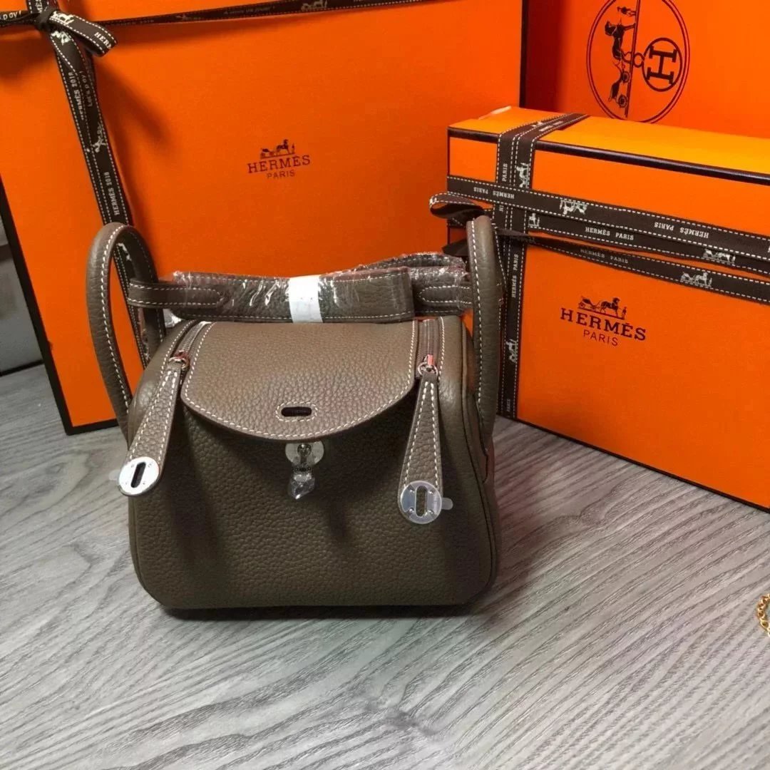 Hermes men's bag Top version 【H Handmade】2020Imported Calfskin Pure Hand Lindy Bag Doctor Bag Shoulder Handbag Medical Box Minilindy19cm26cm Women's Bag