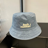 Louis Vuitton LV Hat Letter Printing logo Fisherman Hat Casual Sun Protection UV Protection Plain Face Covering Sun Hat Outdoor Versatile Flat Top Bucket Hat