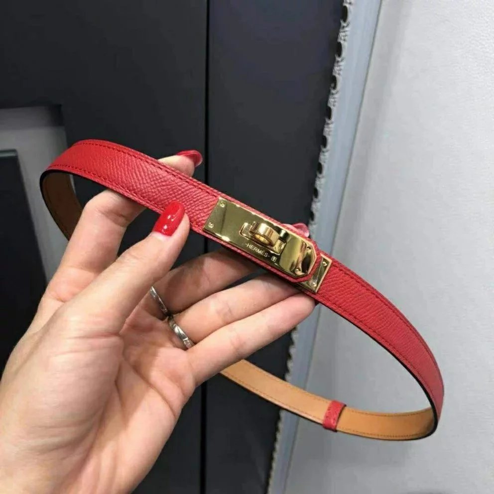 Hermes Belt Top version New Full Set Belt Women's First Layer Cowhide Leather Casual All-Matching Fashion Belt Kelly Women's Thin Belt
