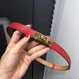 Hermes Belt Top version New Full Set Belt Women's First Layer Cowhide Leather Casual All-Matching Fashion Belt Kelly Women's Thin Belt