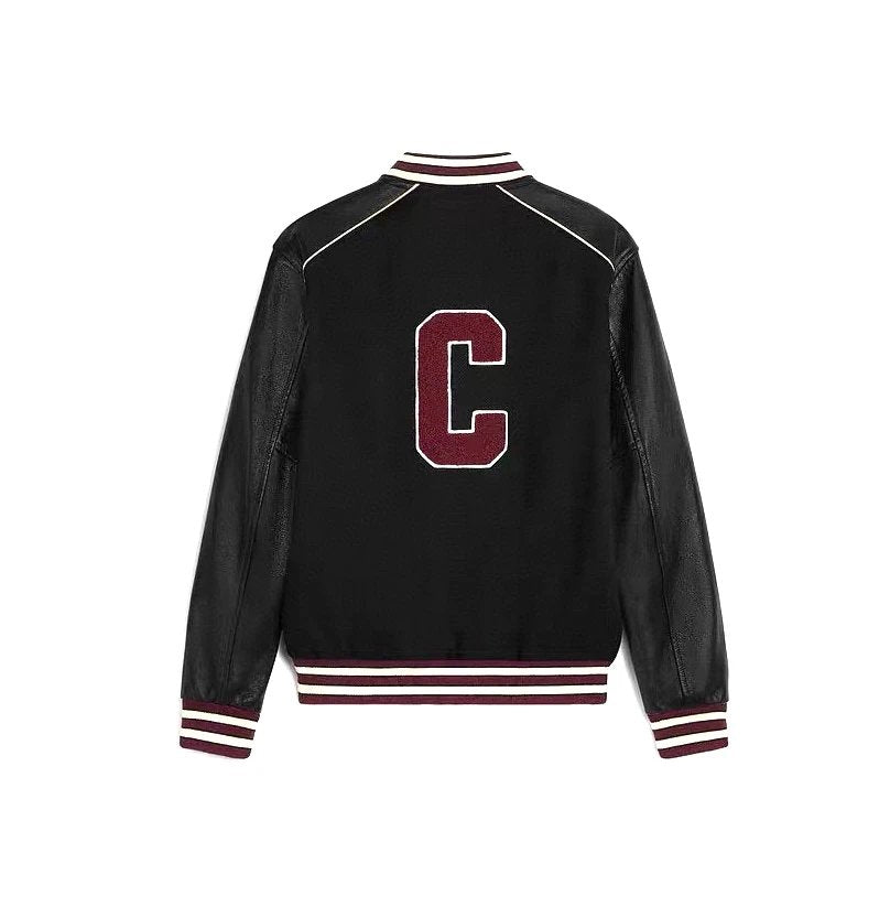 Celine Jackets Black and Red Color Baseball Jacket Short Coat Towel Embroidery American Letter Unisex Street Style Padded Thickened