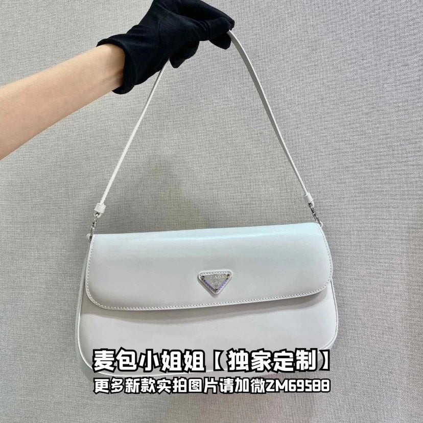 PRADA Bag Top version Latest Mirror Calfskin Long Underarm Bag Flap Bag Vintage Bag Handbag Shoulder Bag Crossbody Bag Women's Bag Women's Bag1BD276