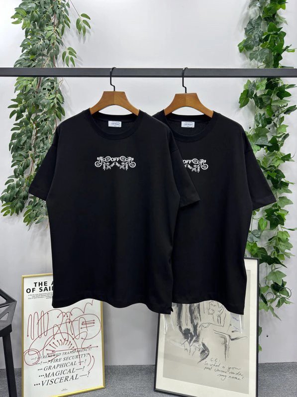 OFF-White T-shirt Top Version Counter Same Style Cotton Short Sleeve T T-shirt Men's and Women's Loose Summer Base Casual Half Sleeve