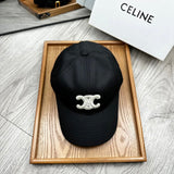 Celine Hat Big Label logo Baseball Cap Sunshade Sun Protection Duckbill Cap Large Head Circumference Slimming Face Curved Brim Versatile Sports Hat for Men and Women Couples Same Style