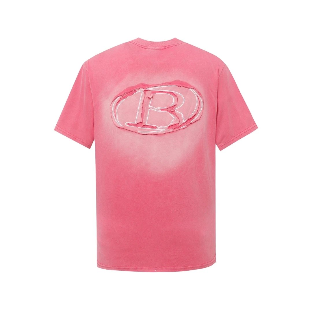 Balenciaga T-shirt Front and Back Appliqué Embroidery logo round Neck Short Sleeve25ss New Pure Cotton Unisex Style T Casual T-Shirt Base Layer Shirt OS Loose Fit Half Sleeve Top Plus Size
