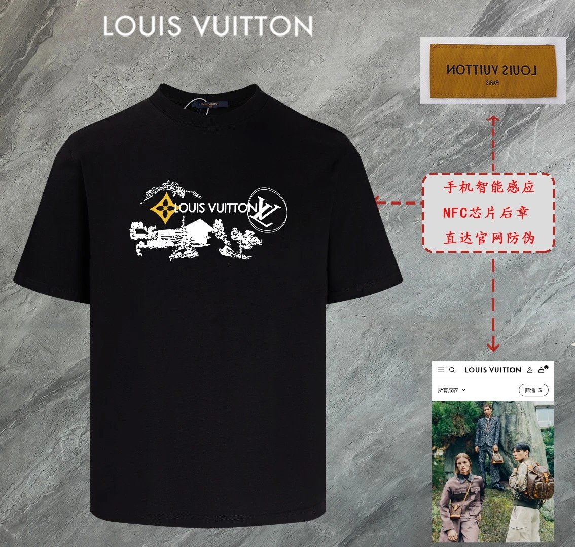 Louis Vuitton LV T-shirt Chest Brand Print logo round Neck Short Sleeve25ss New pure cotton T Unisex T-Shirt OS Drop Shoulder Loose Fit Base Shirt Top T-Shirt Short Sleeve