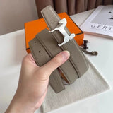 Hermes Belt Top version 【New products in stock】High Quality Genuine Leather Belt Business Casual Men and Women H Buckle Belt Double-Sided Available Pant Belt32mm