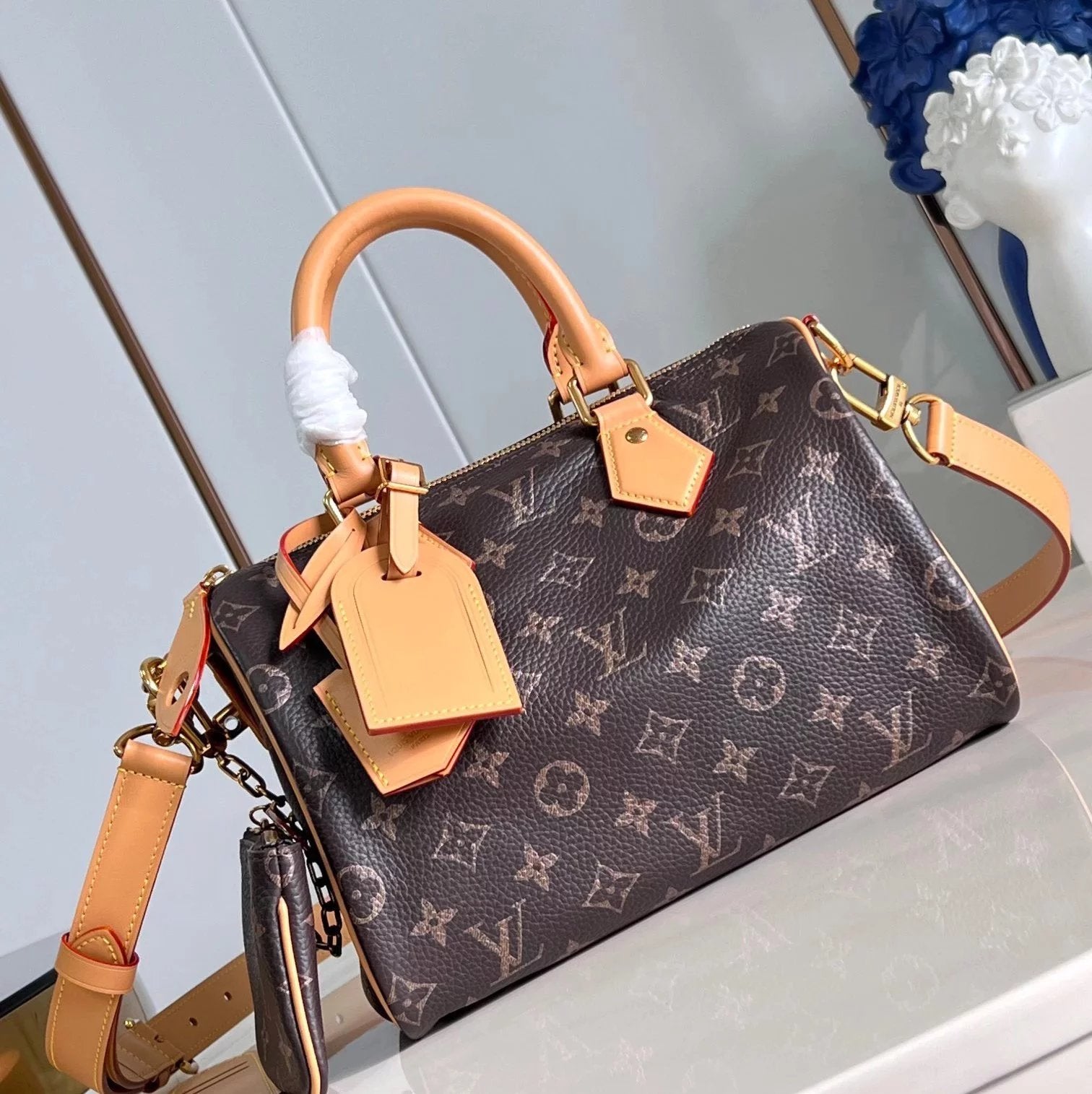 Louis Vuitton LV Women's Bag Top version 【Highest Quality】24New M24424This Paragraph SpeedyP9Bandoulière25Monogram Leather Handbags Deliver NATRICH Texture with Soft Cow Leather25cm Pillow bag