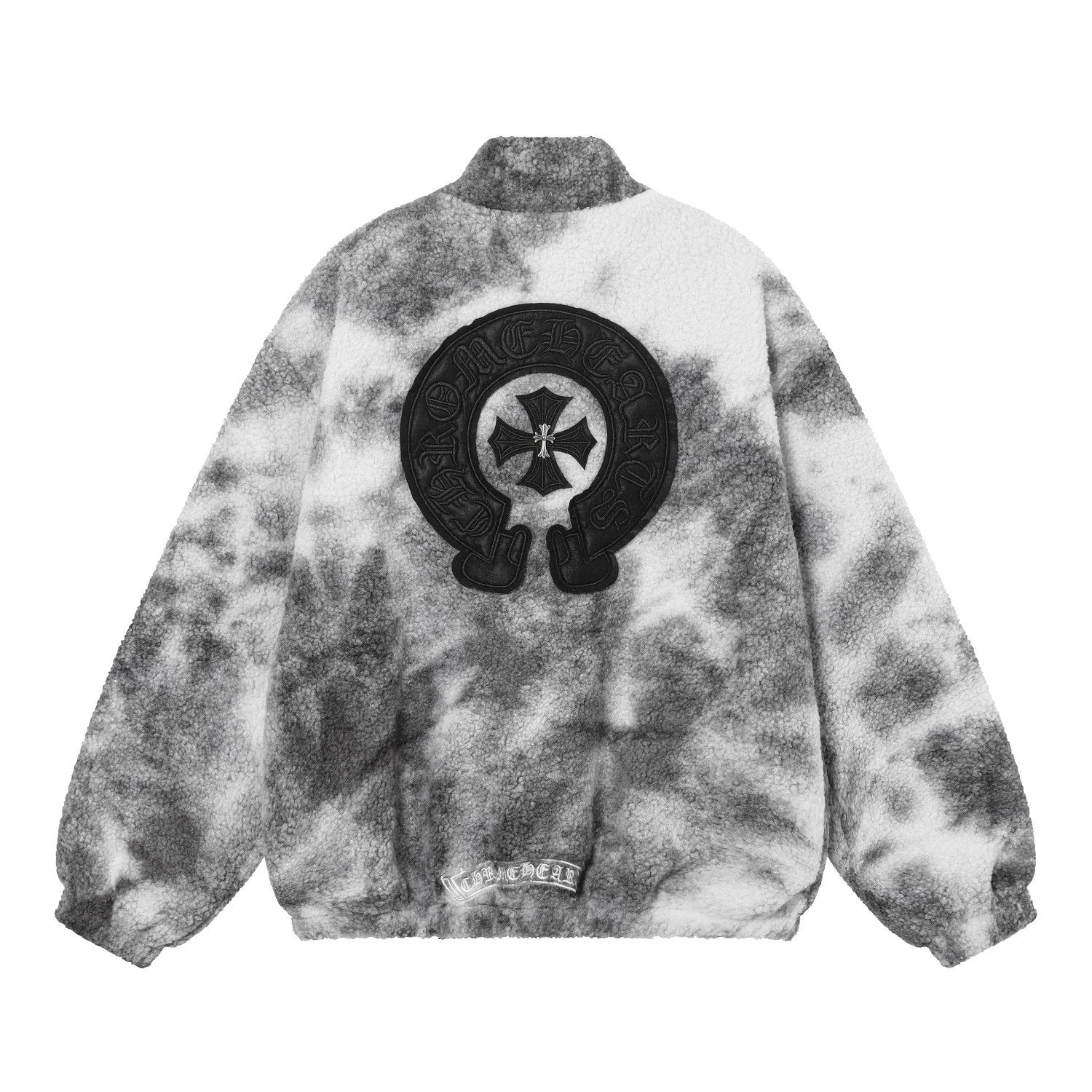 Chrome Hearts Jackets Lamb Wool Gradient Zipper Black and White Contrast Color Short Coat Towel Embroidery American Letters Men and Women Same Style Street Cotton Padded Thickened Jacket