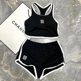 LOEWE Swimsuit Brand Pattern Logo Bikini Two-Piece Swimsuit Sexy Small Chest Gathered Beach Pool Vacation Hot Spring Backless White Women's Swimwear