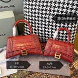 Balenciaga Bag Top version 【Level Surrogate Shopping】Hourglass Bag ahourglass Hourglass Bag Crocodile Leather Litchi Grain Cowhide XS No. S Women's Crossbody Bag