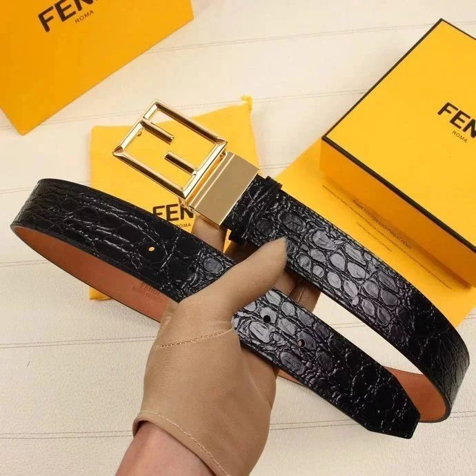 FENDI Belt Top version Belt Men's and Women's Belt Italy Imported Cowhide Leather Pure Original Leather Men's Belt Smooth Buckle Man's Belt Belt3.8cm Wide