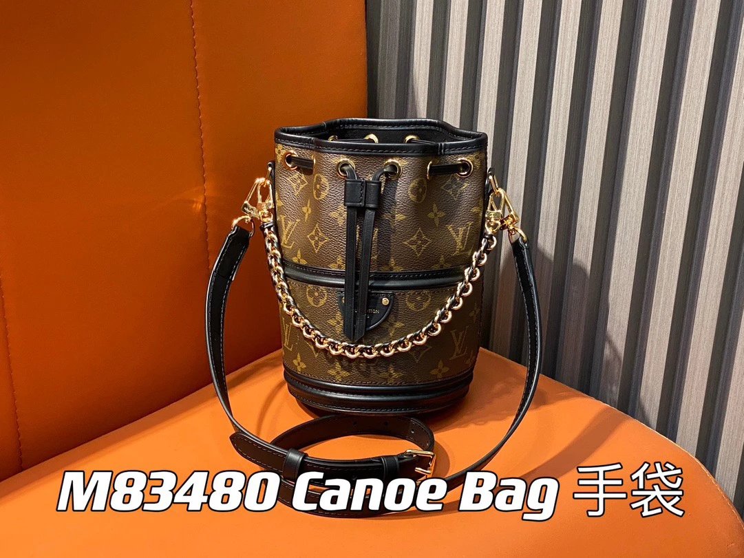 Louis Vuitton LV Women's Bag Top version 【Version】24Spring New NewCanoeBag Handbag Presbyopic Drawstring Bucket Bag Fortune Bucket Shoulder Messenger Bag M83480