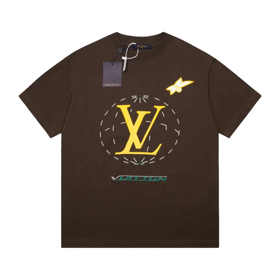 Louis Vuitton LV T-shirt Chest Route Print logo round Neck Short Sleeve25ss New pure cotton T Unisex T-Shirt OS Loose Fit Base Shirt Top Half Sleeve T-Shirt