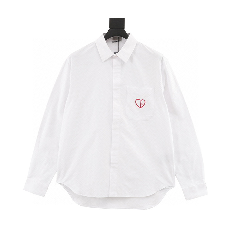 Dior Shirt Love Embroidered Long-Sleeved Shirt for Men and Women