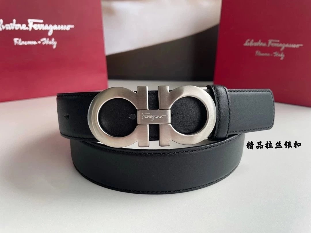 Ferragamo Belt Top version 【Daigou for shoppe】Men's Belt NFC Chip Anti-Counterfeiting Surrogate Shopping Genuine Goods Level Big Brand Men's Leather Belt Leisure Business Vachette Clasp Double-Sided Genuine Leather Belt