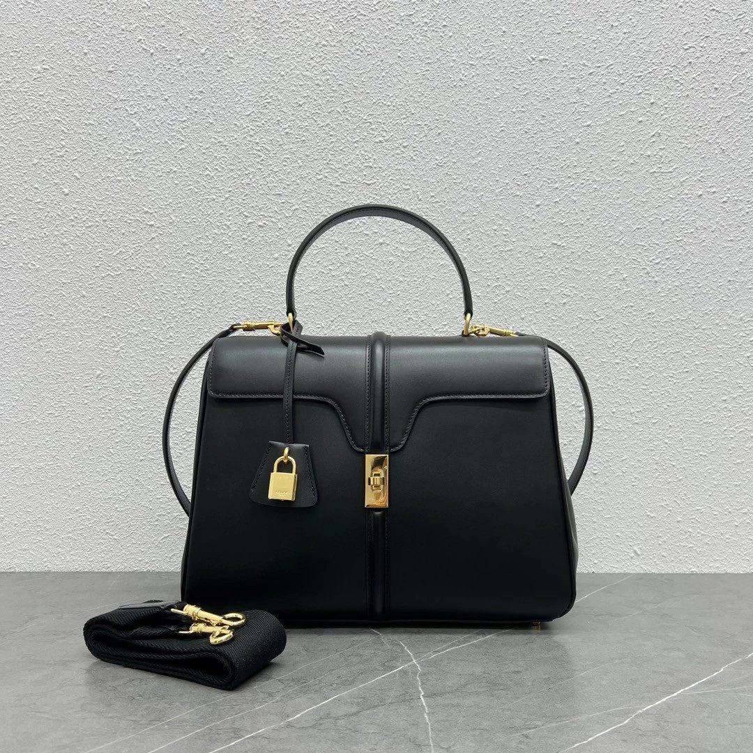 Celine women's bag Top version 【Original Factory】Celebrity Style New Arrivals STRAP“16”Handbag Handbag Matching2Shoulder Strap Handbag Portable Handbag Crossbody Shoulder Bag Wide Shoulder Strap Soft16No. Handbag Small Size23cm188003Medium32cm187373