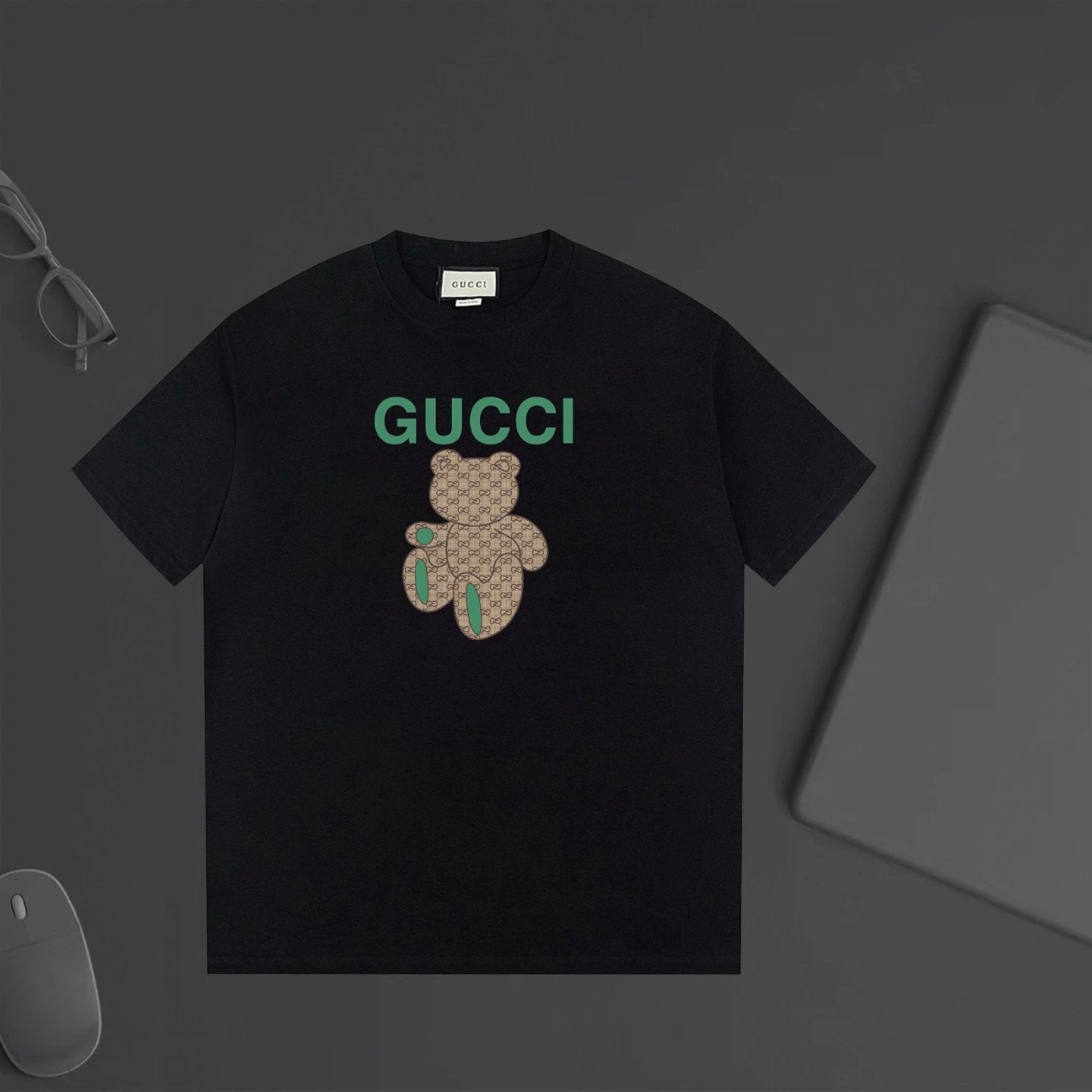 Gucci T-shirt Cartoon Bear Print with Chest Letters logo round Neck Short Sleeve25ss New Pure Cotton Unisex Style T T-shirt OS Loose Fit Base Shirt Half Sleeve T-Shirt Top Half Sleeve