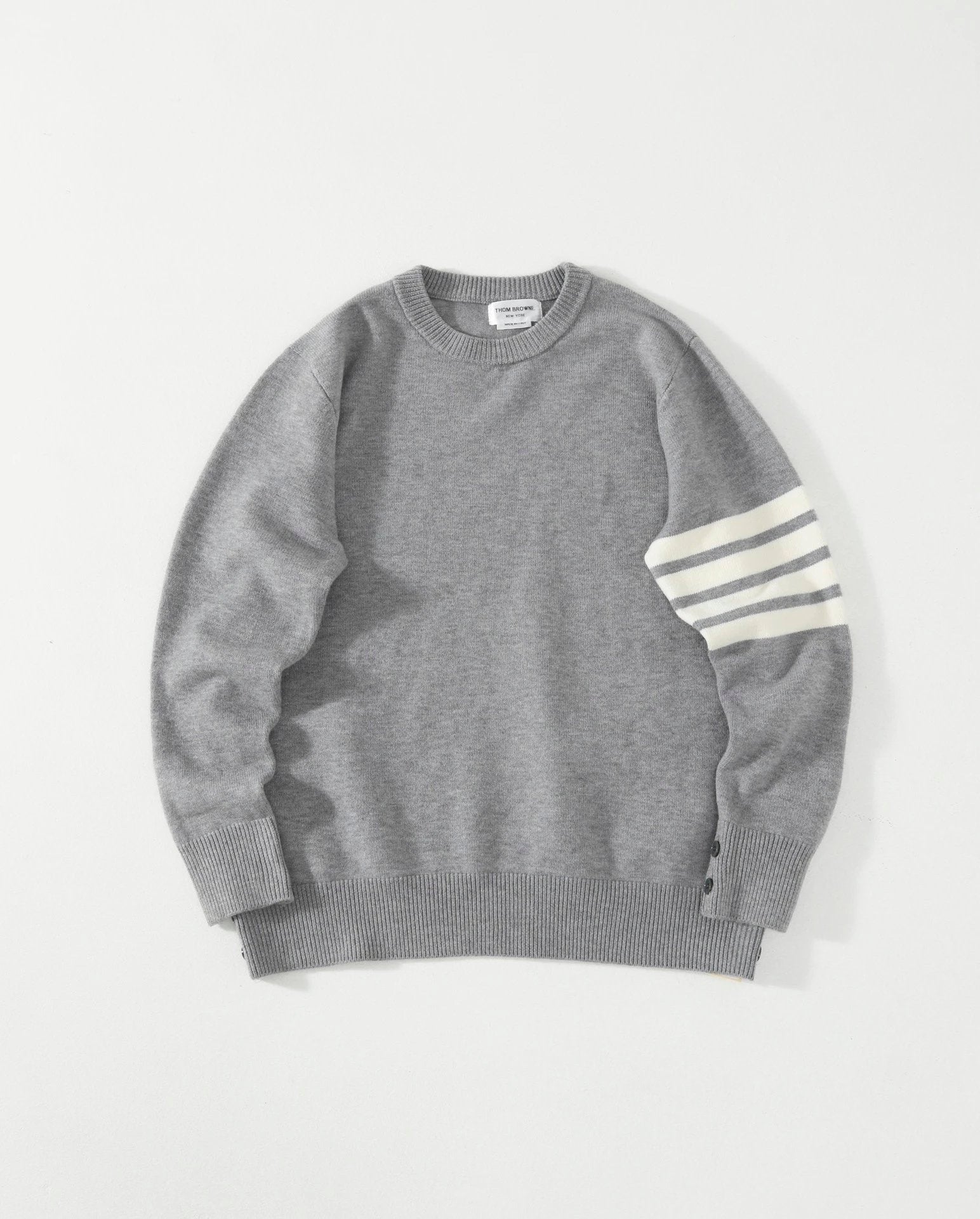 Thom Browne Sweater Sweater Autumn Winter New Round Neck Four-Bar Pullover Casual Thick Chunky Knit Long Sleeve Thickened Lazy Style OS Loose Fit Unisex Top Jacket Versatile Casual Wearable Inside and Outside