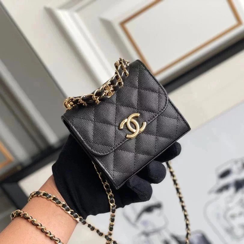 Chanel Women's Bag Top version 【**Original Leather Highest Version】2023New Double C Chain Baguette Mobile Phone Bag Handbag Flap Bag Small Waste Bag Messenger Bag Baguette Bag New Women's Bag Dinner Bag