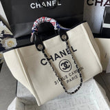 Chanel Women's Bag Top version 【**High-End Version】Early Spring New Color1Beach Denim Canvas Bag Classic Beach Bag Tote Bag Shopping Bag Handbag Mummy Bag Large Capacity Casual Women's Bag Large Beach Bag