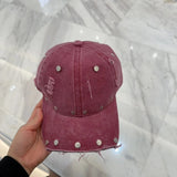 Chrome Hearts Hat Hole logo Baseball Cap Sunshade Sun Protection Duckbill Cap Large Head Circumference Slimming Face Curved Brim Versatile Sports Hat for Men and Women Couples Same Style