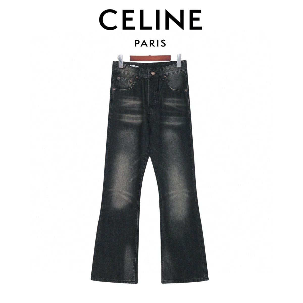 Celine Jeans Classic Design logo25ss Spring Summer New Straight Leg Jeans Unisex Slim Fit Long Pants Loose