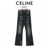 Celine Jeans Classic Design logo25ss Spring Summer New Straight Leg Jeans Unisex Slim Fit Long Pants Loose