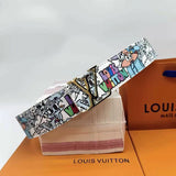 Louis Vuitton LV Belt Belt Men's Graffiti Casual All-Matching Men's Smart Guy Belt Trendy Brand Pant Belt Young Student Pants Belt