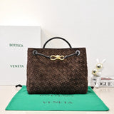 Bottega Veneta Women's Bag Top version 【Level Surrogate Shopping】Home Autumn and Winter New andiamo Handbag Woven Bag Suede Horoscope Buckle Briefcase Shopping Bag Tote Bag tote Bag Handbag Shoulder Crossbody Bag24Autumn and Winter Matte Leather New Women