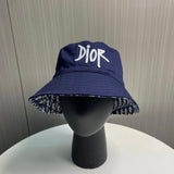 Dior Hat Reversible Embroidery logo Fisherman Hat Casual Sun Protection Plain Face Covering Sunshade Outdoor UV Protection Versatile Flat Top Bucket Hat
