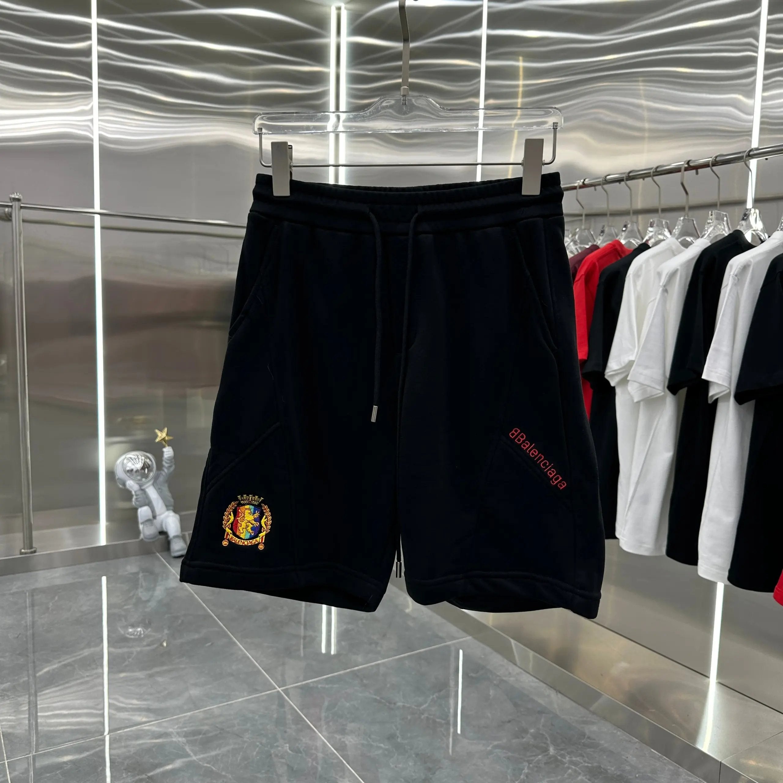 Balenciaga Shorts Manchester United Letter Embroidery logo Five-point Shorts25ss New Drawstring Casual Summer Pants American Style5Two-in-One Casual Sweatpants for Men and Women, Pure Cotton Joggers