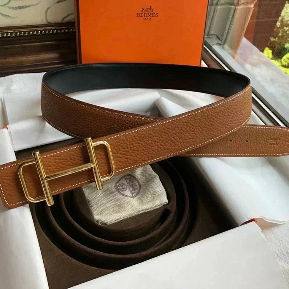 Hermes Belt Top version Brand New Full Set Belt Men's and Women's Genuine Leather Business Casual H Letter Buckle Belt